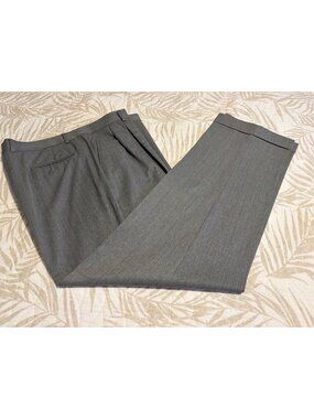 Joseph & Feiss Mens Gray Pleated Dress Pants Size 40x32 Polyester Wool Blend